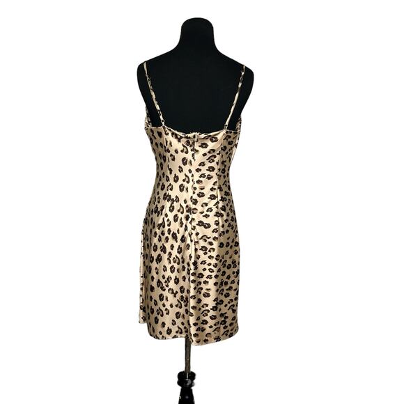 Love Tree cream brown animal print sleeveless slip mini dress size M - Picture 10 of 11